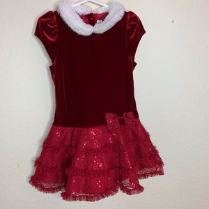 Red Velvet & White Faux Fur Holiday Dress 3T